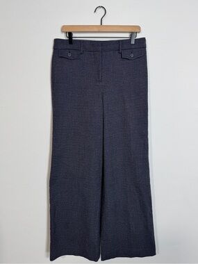 WP125 {LOFT} "High Waist Trouser" Navy Blue White Print Relaxed Wide Leg Pants